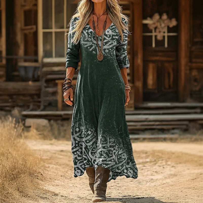 Antonia | Vintage Long Sleeve Casual Dress — Alfa Empire, view 2