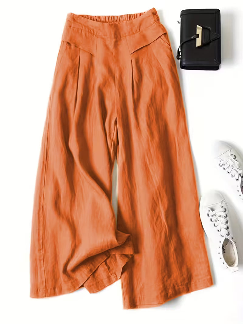 Anya | Breathable Loose Wide-Leg Pants — Orange — Alfa Empire, view 1