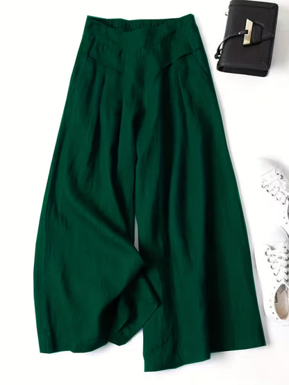 Anya | Breathable Loose Wide-Leg Pants — Green — Alfa Empire, view 2
