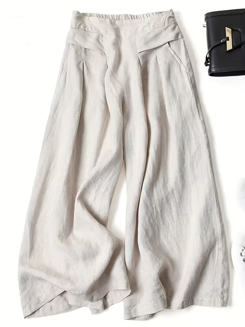 Anya | Breathable Loose Wide-Leg Pants — Beige — Alfa Empire, view 7