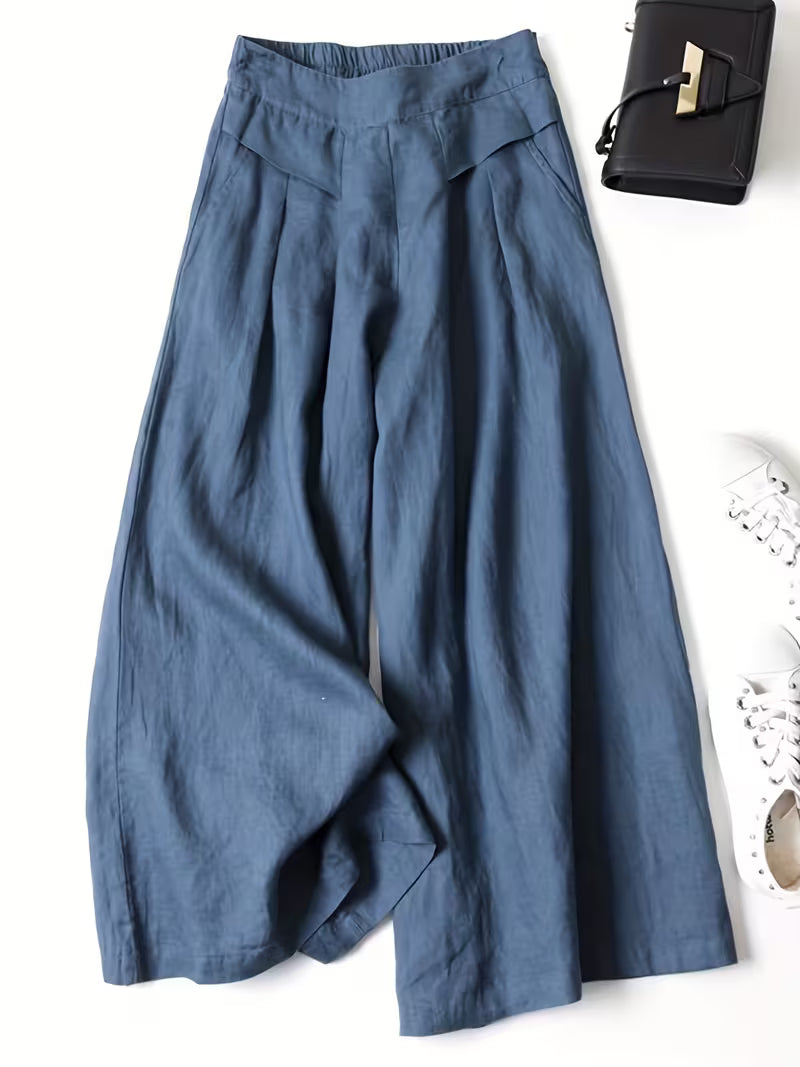 Anya | Breathable Loose Wide-Leg Pants — Blue — Alfa Empire, view 8