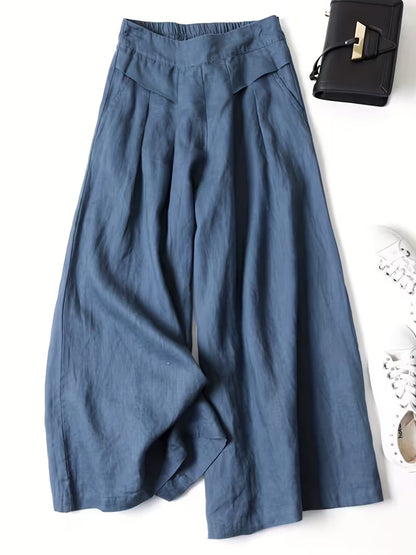 Anya | Breathable Loose Wide-Leg Pants — Blue — Alfa Empire, view 8
