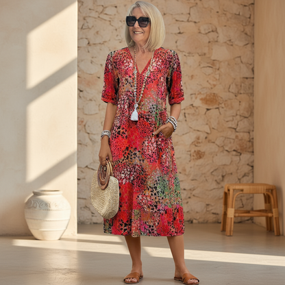 Arabella | Vibrant Pattern Midi Dress — Alfa Empire, view 1