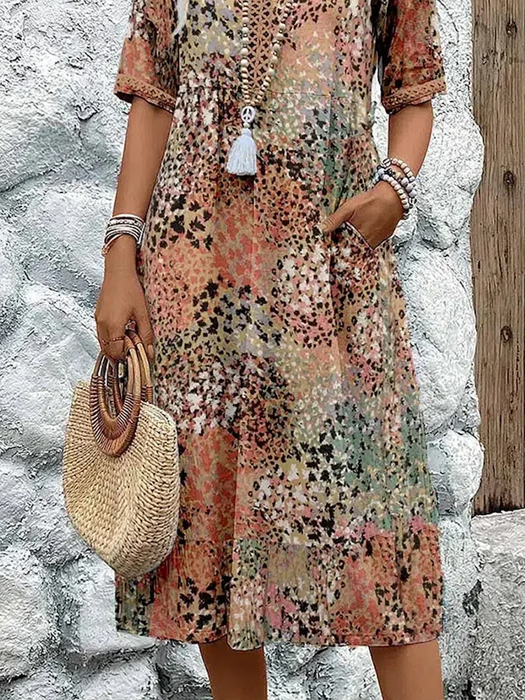 Arabella | Vibrant Pattern Midi Dress — Alfa Empire, view 8