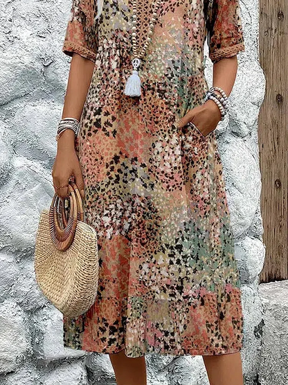 Arabella | Vibrant Pattern Midi Dress — Alfa Empire, view 8