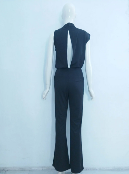 Arielle | Refined Sleeveless Draped Wide-Leg Jumpsuit — Alfa Empire, view 15