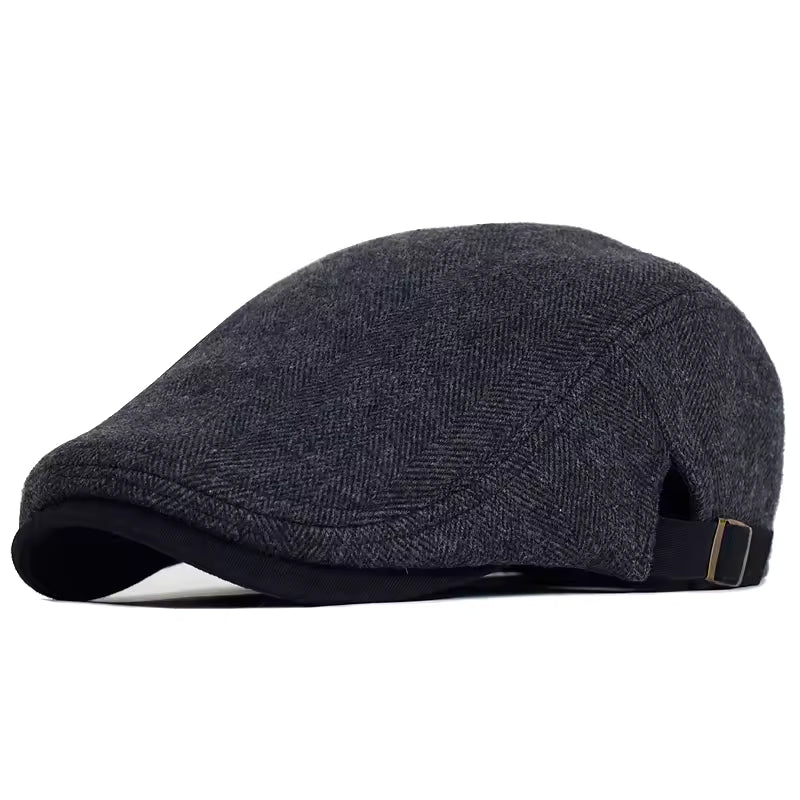 Arnel | Classic Tweed Flat Cap — Charcoal Black — Alfa Empire, view 1