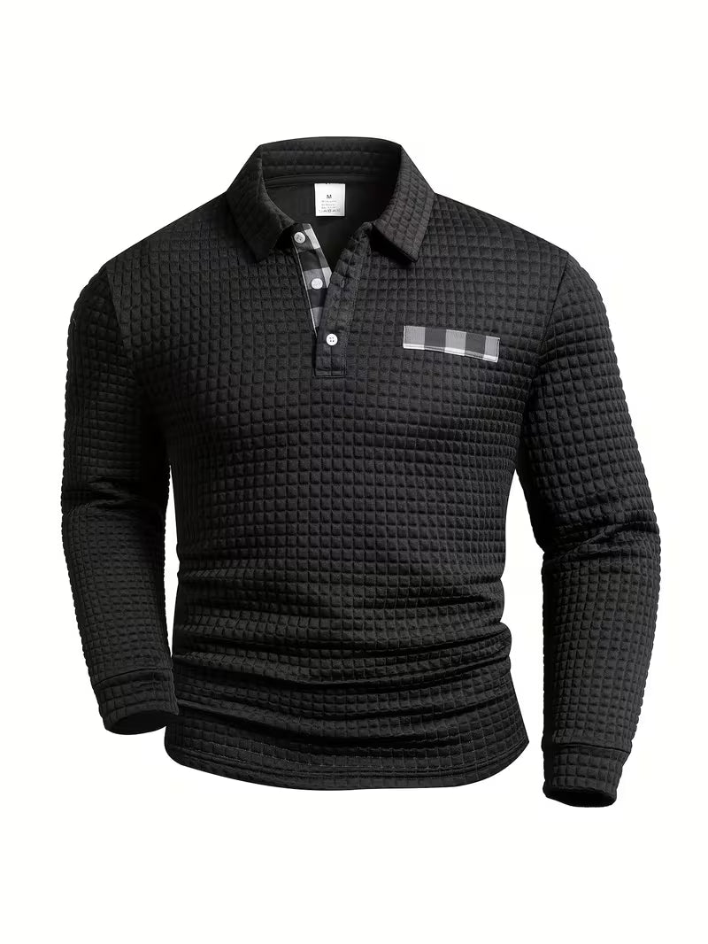 Arnel | Modern Plaid Pattern Button Up Shirt — Black — Alfa Empire, view 1