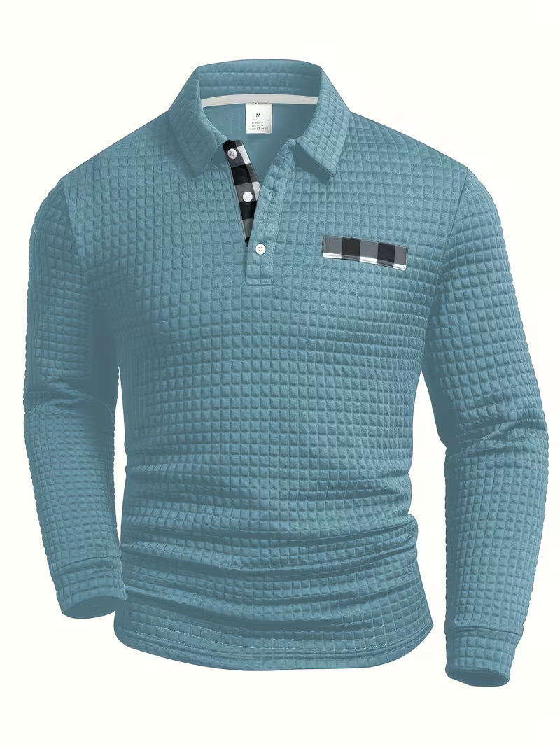 Arnel | Modern Plaid Pattern Button Up Shirt — Sky Blue — Alfa Empire, view 2