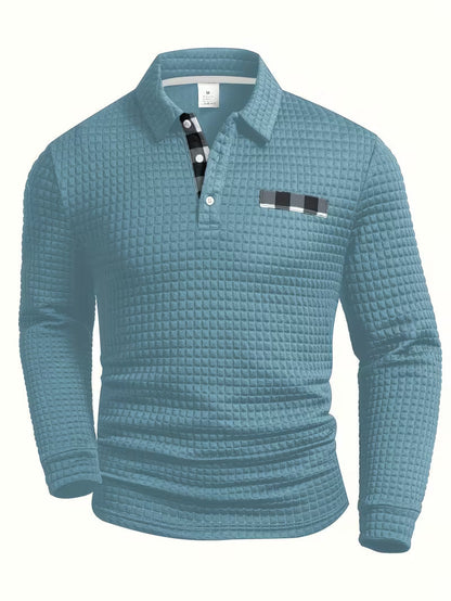 Arnel | Modern Plaid Pattern Button Up Shirt — Sky Blue — Alfa Empire, view 2