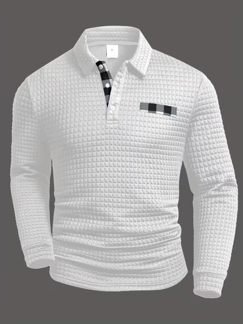 Arnel | Modern Plaid Pattern Button Up Shirt — White — Alfa Empire, view 4