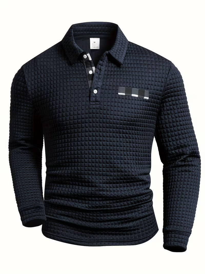 Arnel | Modern Plaid Pattern Button Up Shirt — Navy Blue — Alfa Empire, view 7