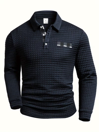 Arnel | Modern Plaid Pattern Button Up Shirt — Navy Blue — Alfa Empire, view 7