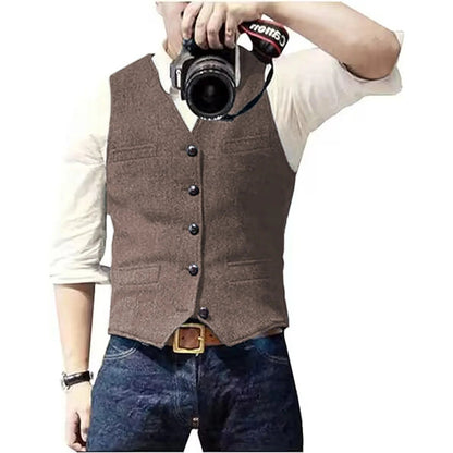 Arthur | Classic Herringbone Tweed Waistcoat — Alfa Empire, view 3