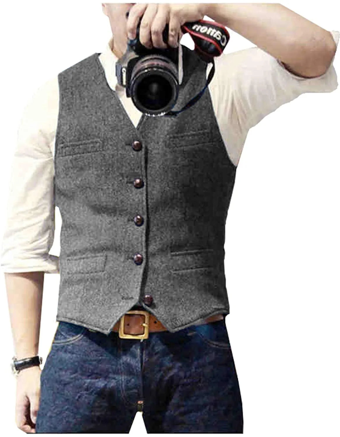 Arthur | Classic Herringbone Tweed Waistcoat — Alfa Empire, view 4