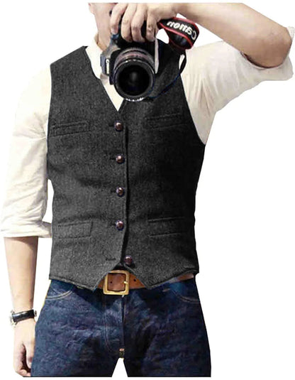 Arthur | Classic Herringbone Tweed Waistcoat — Alfa Empire, view 5