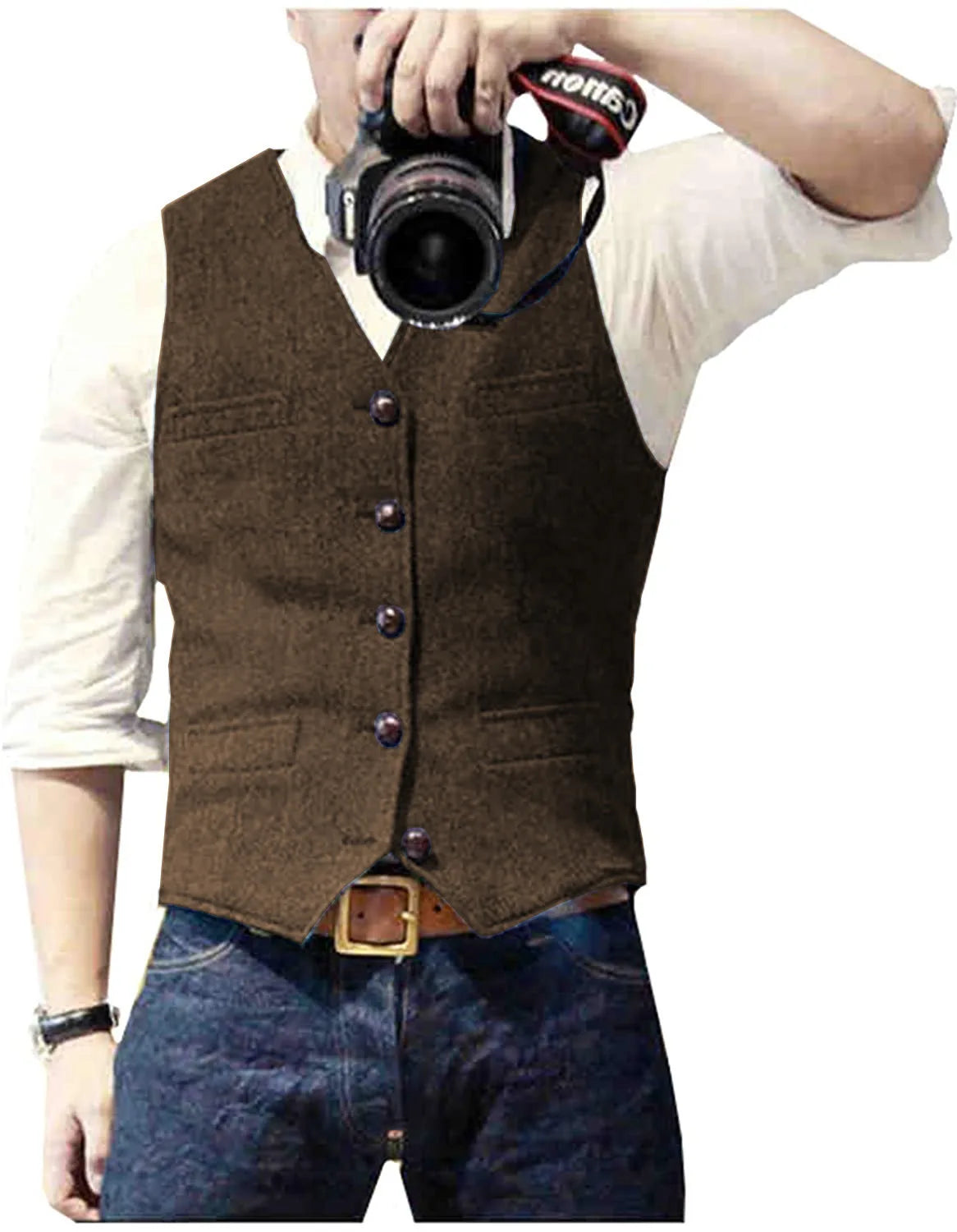 Arthur | Classic Herringbone Tweed Waistcoat — Alfa Empire, view 8