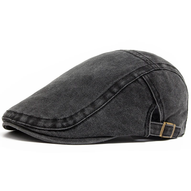 Arthuro | Classic Denim Flat Cap — Charcoal Black — Alfa Empire, view 7