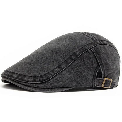 Arthuro | Classic Denim Flat Cap — Charcoal Black — Alfa Empire, view 7