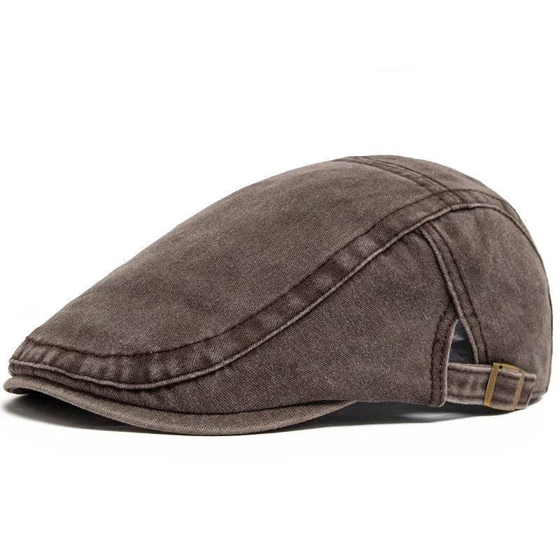 Arthuro | Classic Denim Flat Cap — Tobacco Brown — Alfa Empire, view 8