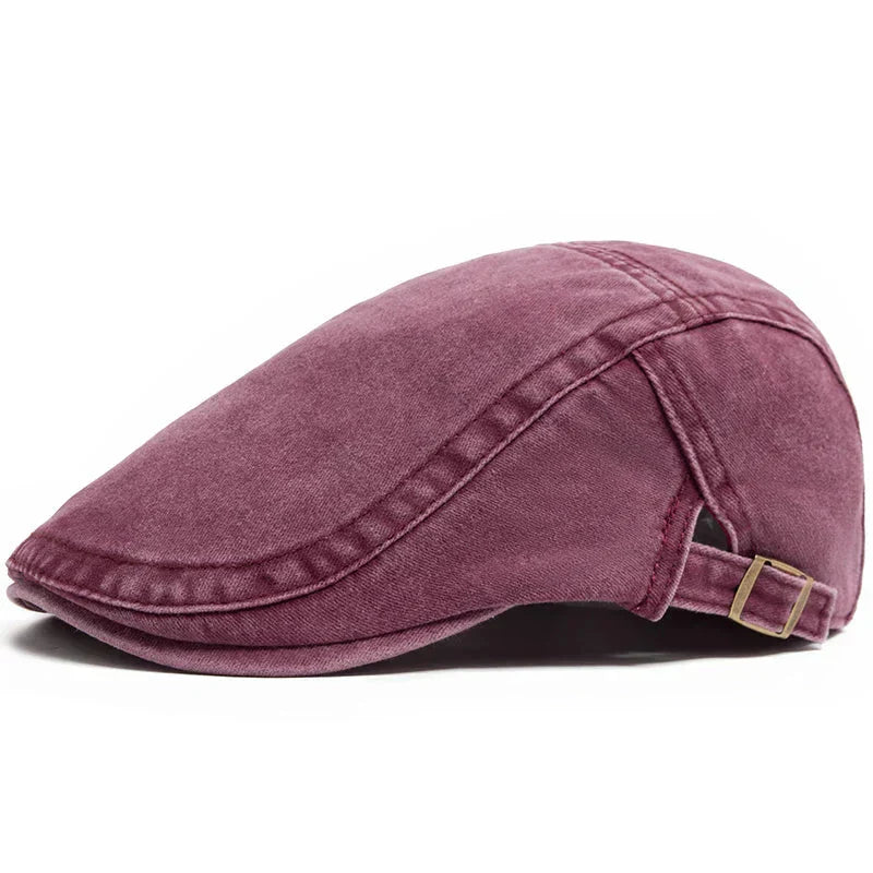 Arthuro | Classic Denim Flat Cap — Rosewood Red — Alfa Empire, view 11