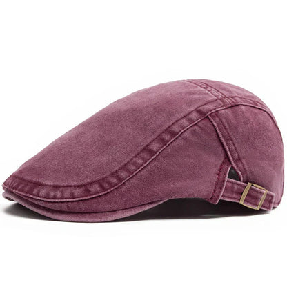 Arthuro | Classic Denim Flat Cap — Rosewood Red — Alfa Empire, view 11