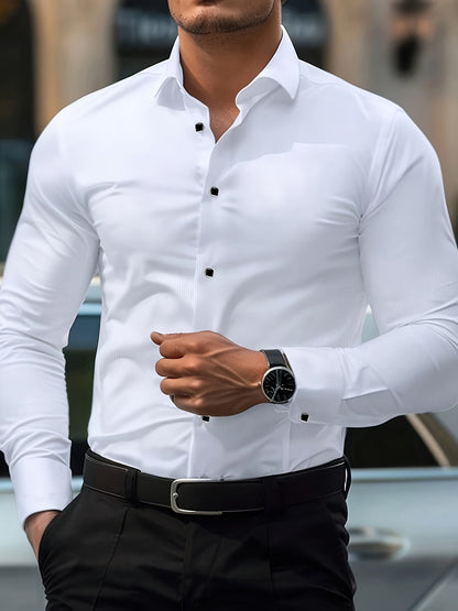 Arvid | Classic Long Sleeve Everyday Shirt — White — Alfa Empire, view 2