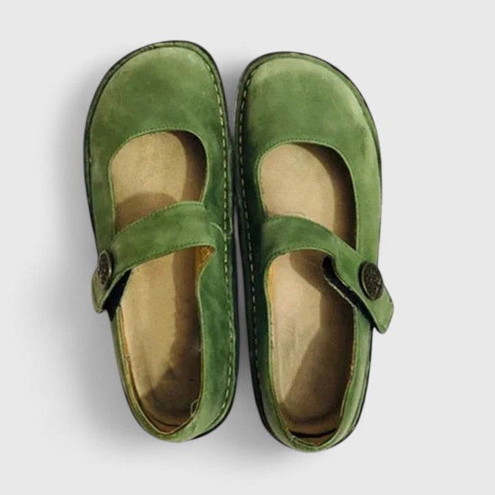 Ashlyn | Classic T-Bar Comfort Mary Jane Shoes — Green — Alfa Empire, view 5