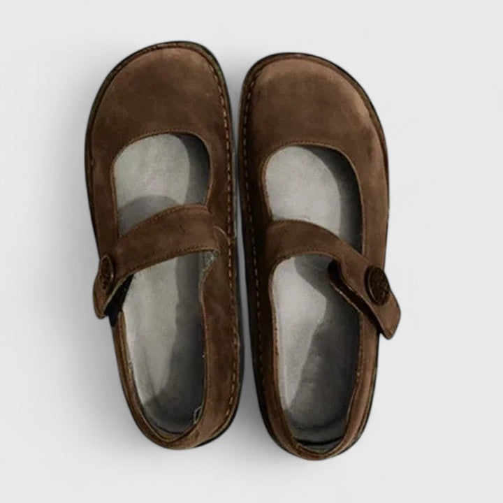 Ashlyn | Classic T-Bar Comfort Mary Jane Shoes — Brown — Alfa Empire, view 6