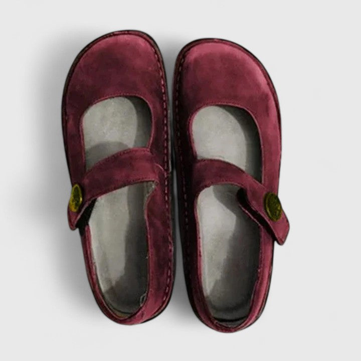 Ashlyn | Classic T-Bar Comfort Mary Jane Shoes — Red — Alfa Empire, view 7