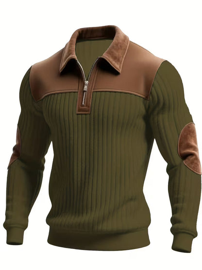 Herresweater med ribstruktur og lynlås i halsen — Alfa Empire, billede 3
