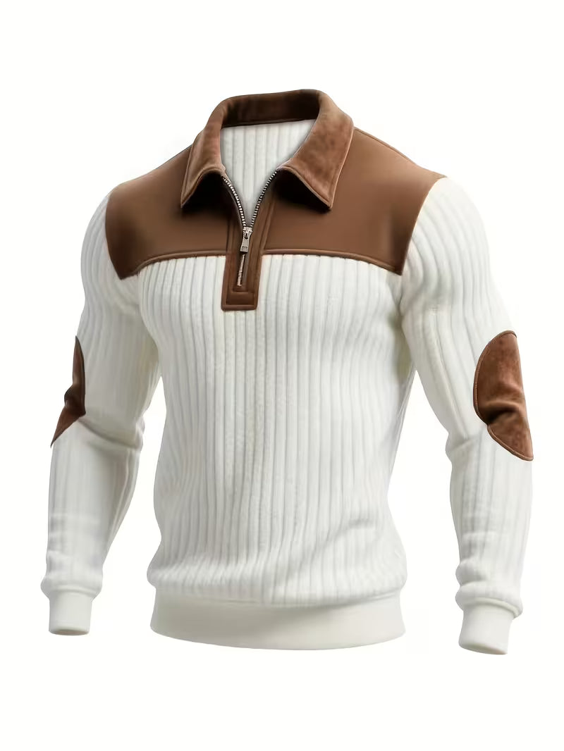 Herresweater med ribstruktur og lynlås i halsen — Alfa Empire, billede 4