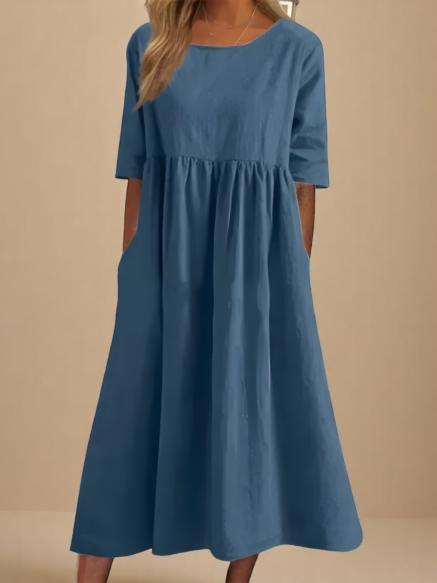 Aurelia | Classic Mid Sleeve Dress — Blue — Alfa Empire, view 1