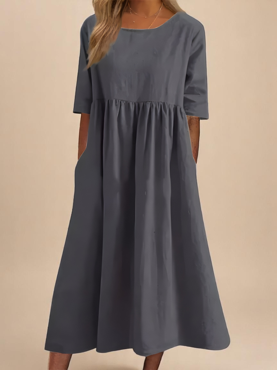 Aurelia | Classic Mid Sleeve Dress — Gray — Alfa Empire, view 2