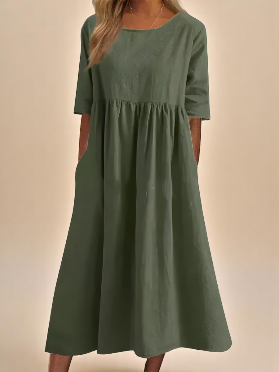 Aurelia | Classic Mid Sleeve Dress — Green — Alfa Empire, view 3