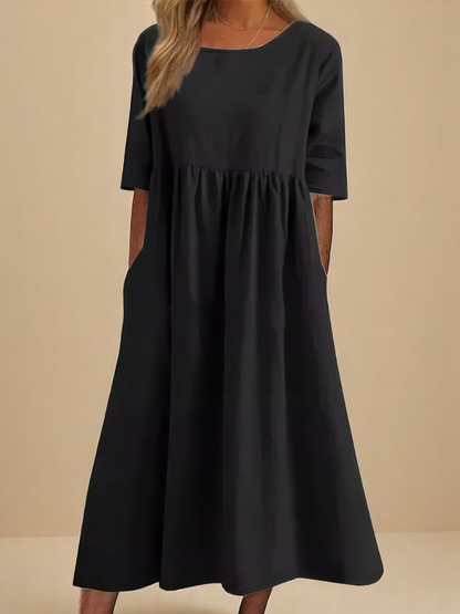 Aurelia | Classic Mid Sleeve Dress — Black — Alfa Empire, view 4