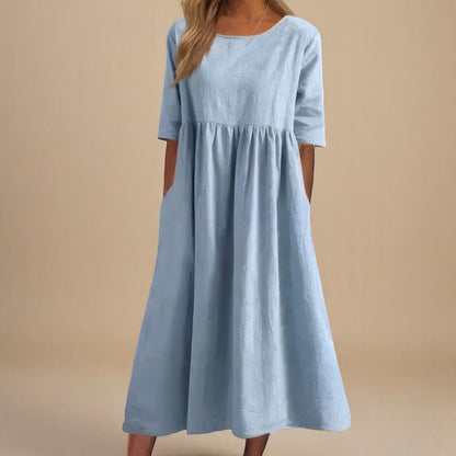 Aurelia | Classic Mid Sleeve Dress — Sky Blue — Alfa Empire, view 5