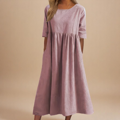 Aurelia | Classic Mid Sleeve Dress — Pink — Alfa Empire, view 8
