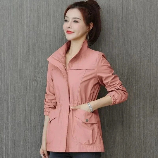 Aurora | Casual Lightweight Drawstring Jacket — Pink — Alfa Empire, view 3