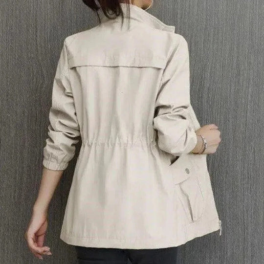 Aurora | Casual Lightweight Drawstring Jacket — Beige — Alfa Empire, view 5