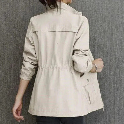 Aurora | Casual Lightweight Drawstring Jacket — Beige — Alfa Empire, view 5