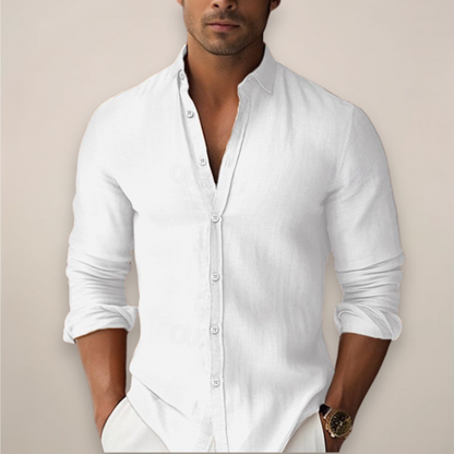 Bailey | Casual Summer Button Shirt — White — Alfa Empire, view 1