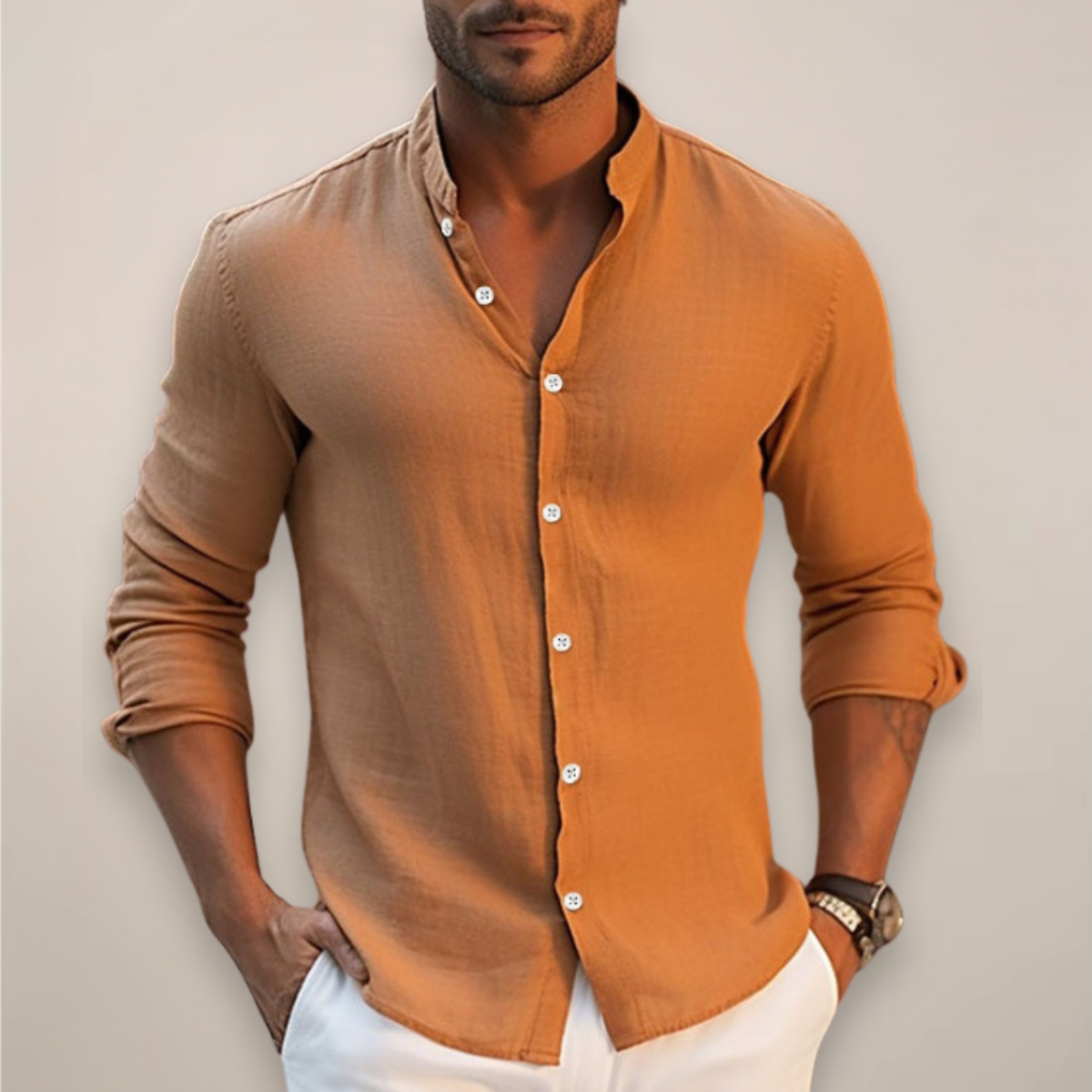 Bailey | Casual Summer Button Shirt — Orange — Alfa Empire, view 2