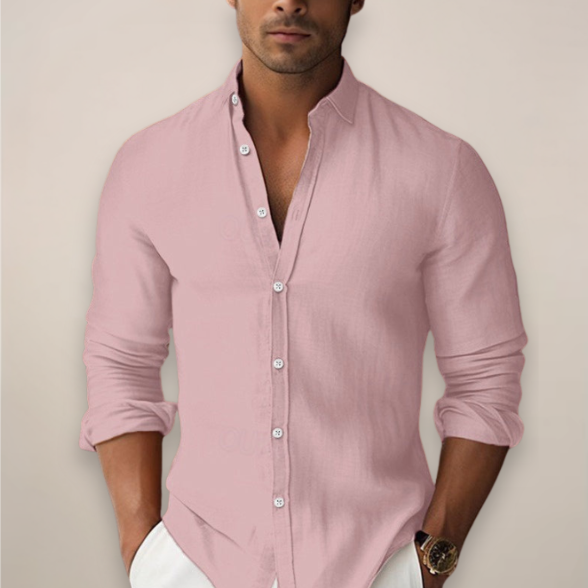 Bailey | Casual Summer Button Shirt — Pink — Alfa Empire, view 5