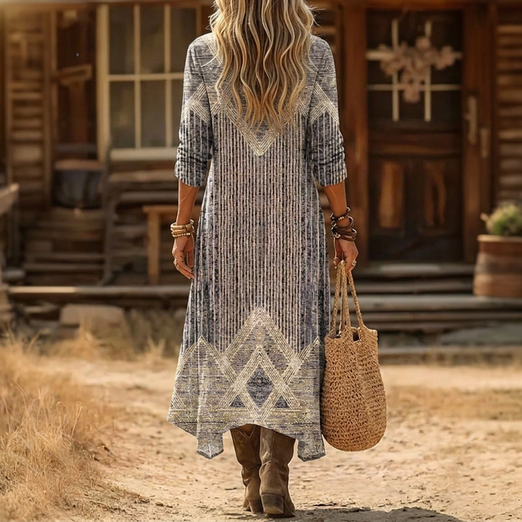 Beatriz | Vintage Long Sleeve Casual Dress — Alfa Empire, view 3