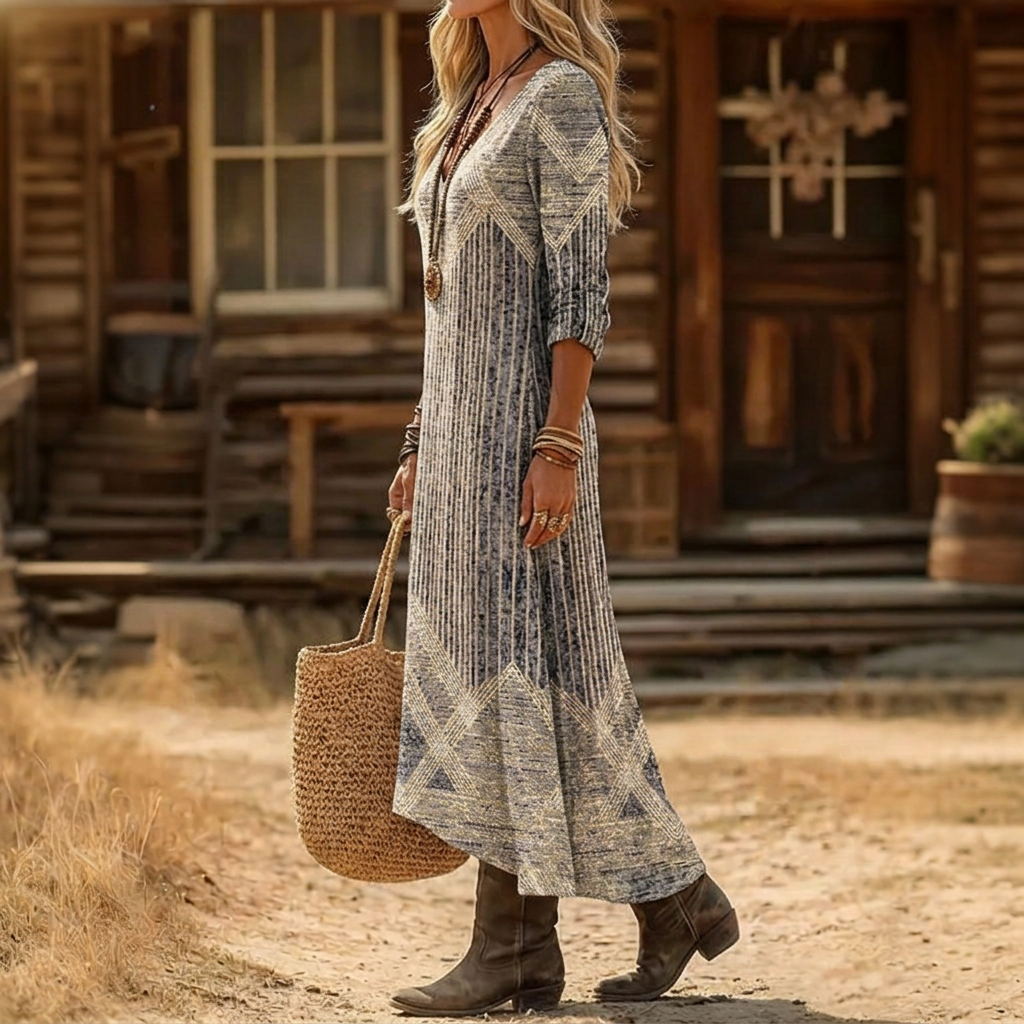 Beatriz | Vintage Long Sleeve Casual Dress — Alfa Empire, view 4