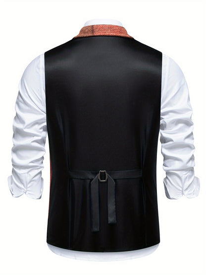 Benedict | Patchwork Vest with Herringbone Pattern — Alfa Empire, view 8