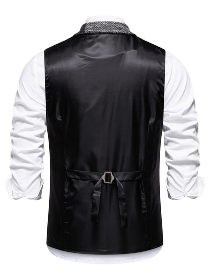 Benedict | Patchwork Vest with Herringbone Pattern — Alfa Empire, view 9
