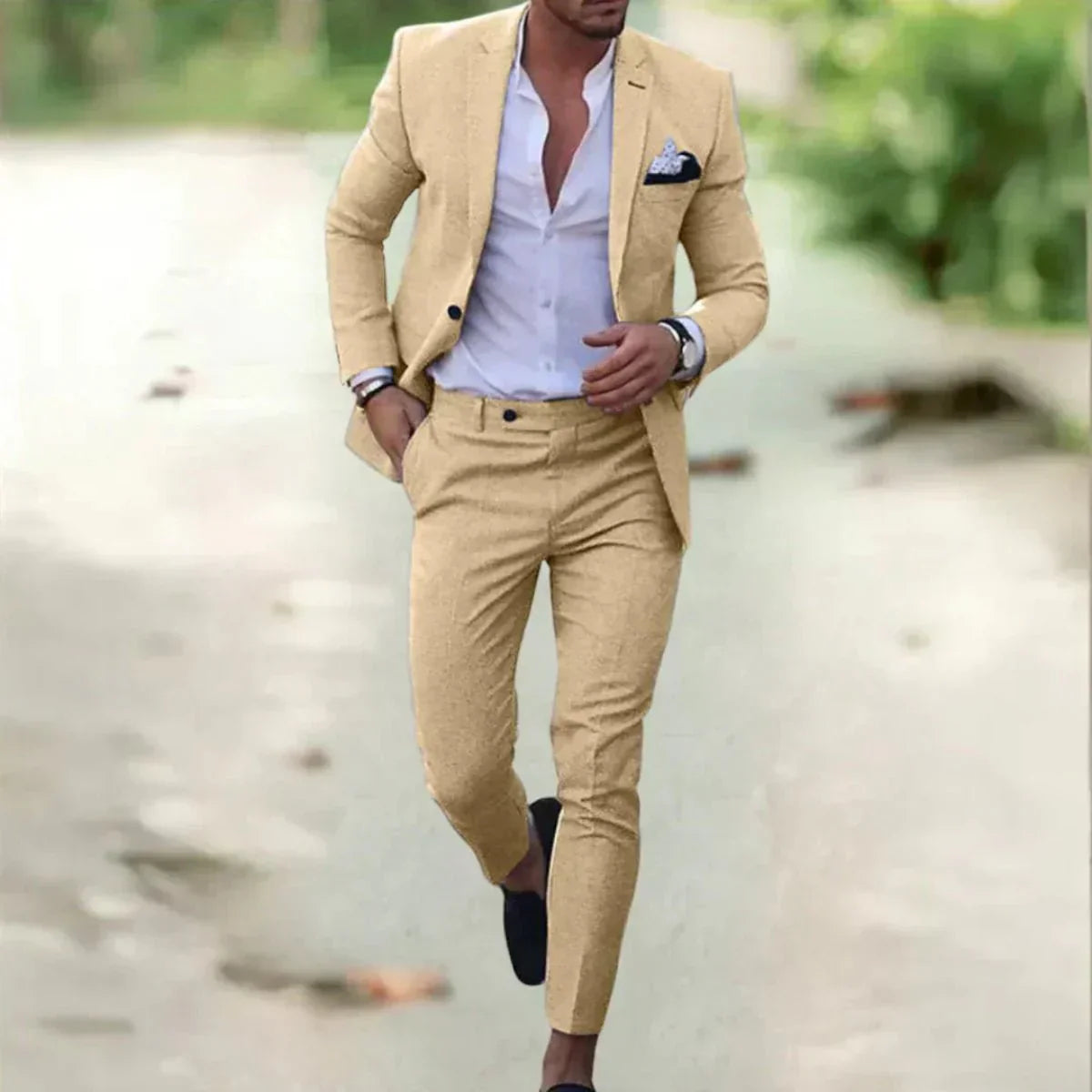 Benjamin | Refined Tailored Three-Piece Suit — Beige — Alfa Empire, view 4