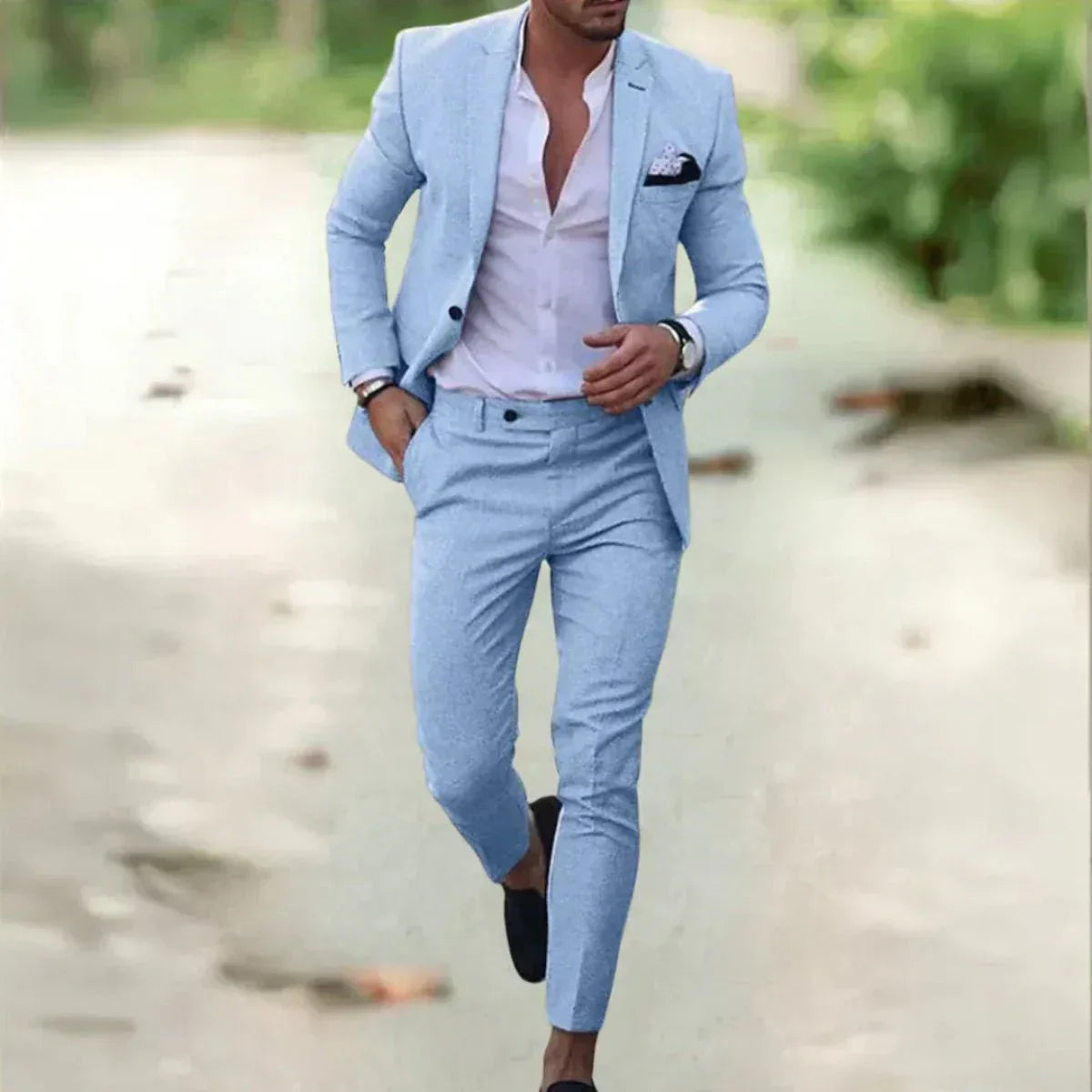 Benjamin | Refined Tailored Three-Piece Suit — Light Blue — Alfa Empire, view 5